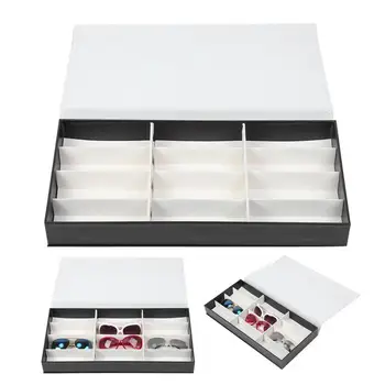 

Portable Jewelry Box 12 Grids Dustproof Jewellery Glasses Organizer Sunglasses Display Container Storage Box Jewelry Display