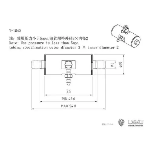 LESU Metal Quick Detachable Cylinder for 1/14 RC Carter 374 Excavator TH16932