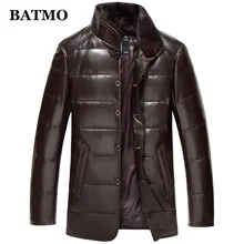BATMO Новое поступление осень и зима 90% белый утиный пух натуральный овчина норки меховой воротник куртки для мужчин, натуральная кожа куртки 075