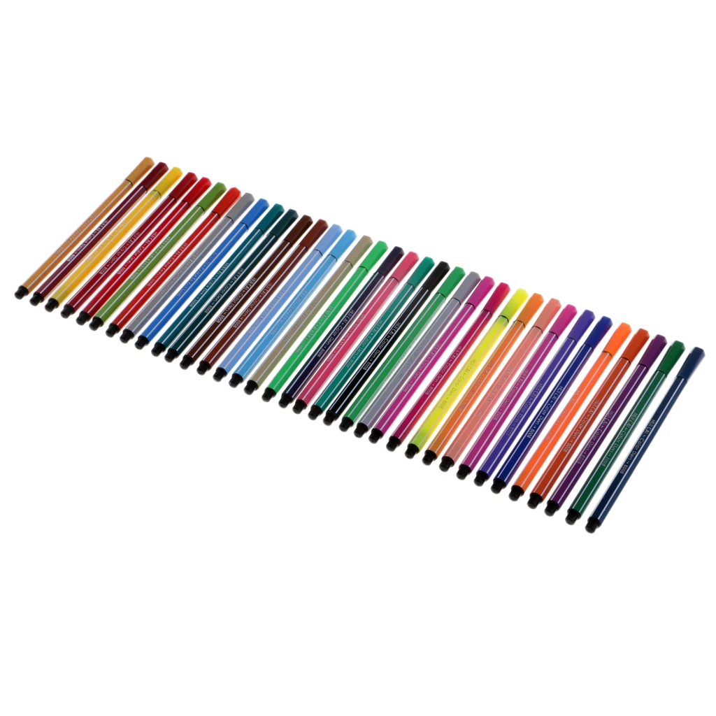 36x Fibre Felt Tip Coloring Pen Washable For Kids Children Drawing Graffiti