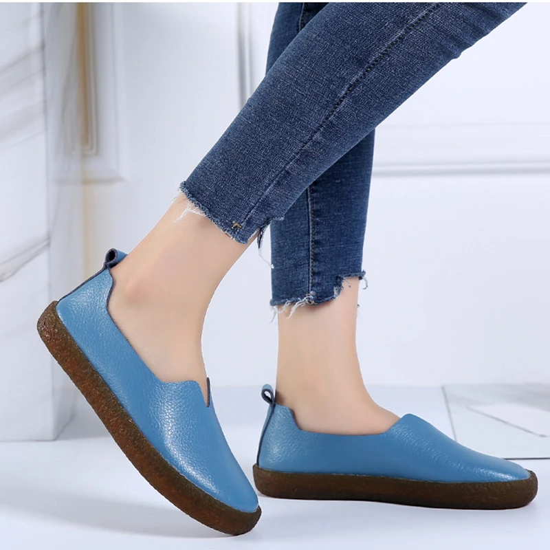 Spring PU Leather Women Flat Shoes 2020 Casual Shallow Sewing Solid Color Women Loafers Summer Beach Women Shoes Flats VT663 (8)