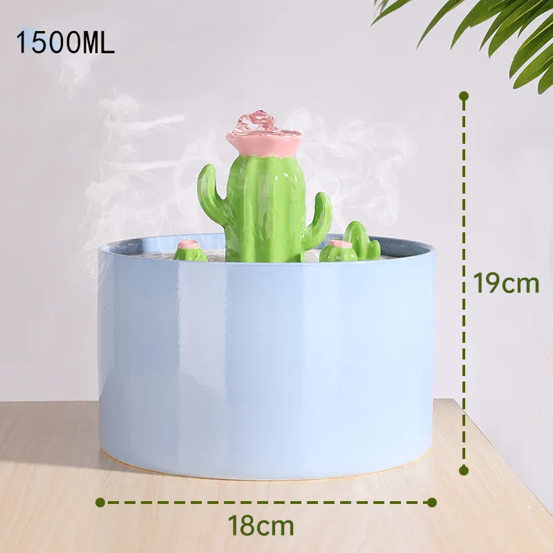 1.5L kot domowy fontanna ceramiczne koty dozownik wody pitnej kaktus pies automatyczne poidło psów fontanna 5-krotnie filtracji 6 1.5L kot domowy fontanna ceramiczne koty dozownik wody pitnej kaktus pies automatyczne poidło psów fontanna 5-krotnie filtracji 6