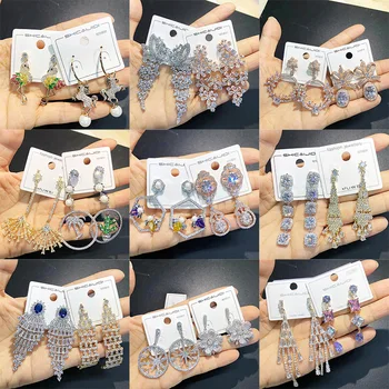 

30 Pairs/lot luxury fashion women crystal style earring lot top quality zircon women wedding earring wholesale 201102-188