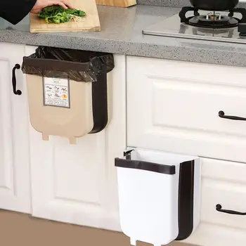 

Hi Quality Folding Trash Can Kitchen Garbage Waste Bin Foldable Car Wall Mounted Trashcan Bathroom Toilet Waste Storage Bucket