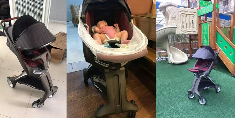 Todo o Plástico Carrinho de Criança Paisagem e Peso Adequado para Recém nascidos Babá Levou Luz Bebê Pram Alta Leve Portátil Dobrável 2 Carrinho de 4 rodas