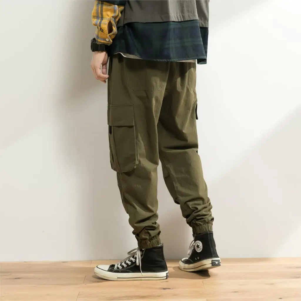 Men's Casual Pants Autumn Solid color High quality Cotton men Trousers Big-pocket Fashion Loose Comfortable Cargo Pants A985