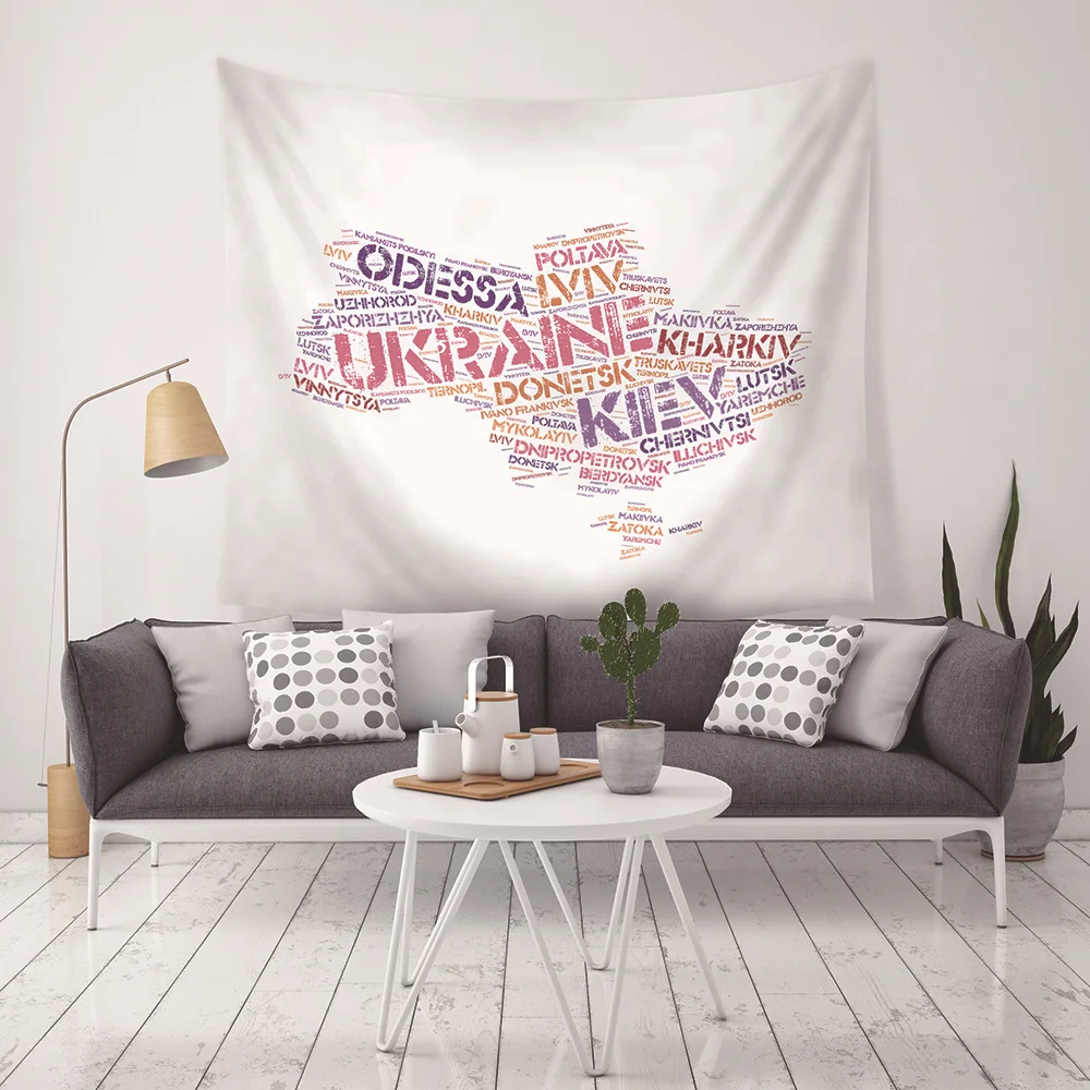 

New-style personality foreign-letter map Ukraine map tapestry