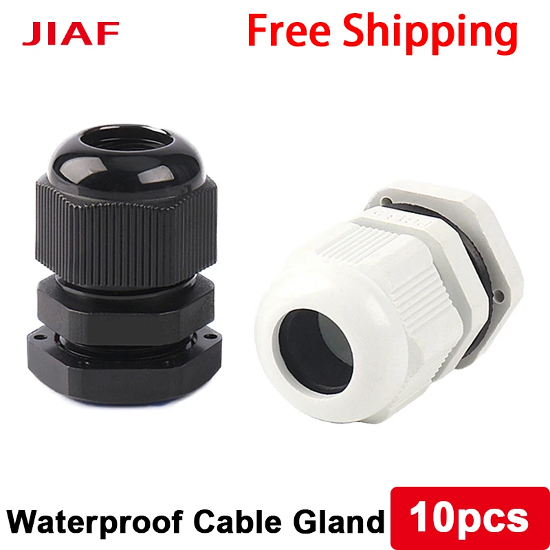 10Pcs Waterproof Cable Gland Nylon Plastic Joint IP68 PG7 Plastic Black White PG13.5 Cable Sealing Joint PG16 PG9 Gland