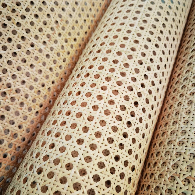 40-50CM Wide 40-70CM Long Real Indonesia Cane Webbing Roll Natural Rattan Sheets Chair Table Ceiling Background Wall Decor Bleached