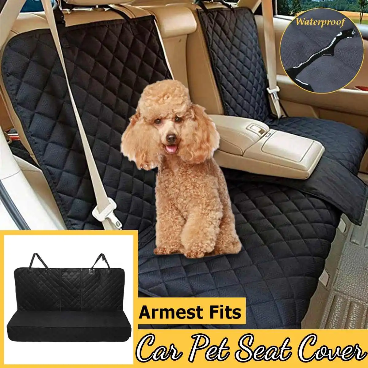 Чехол для сиденья для домашних собак водонепроницаемый нескользящий автомобильный рюкзак для перевозки животных коврики совместимые для среднего ремня безопасности и подлокотника подходит