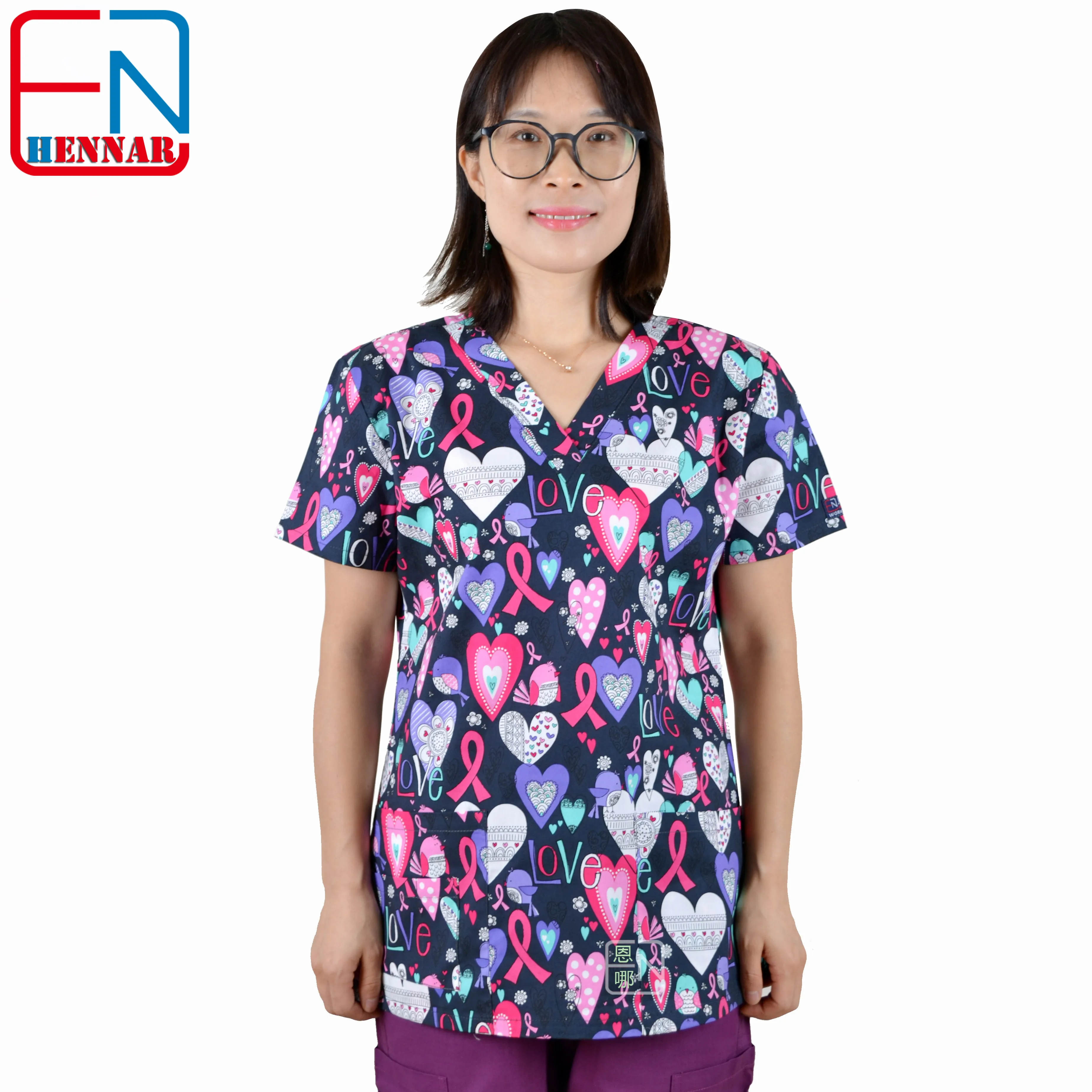 medical scrub tops with stretchy material XXS-3XL