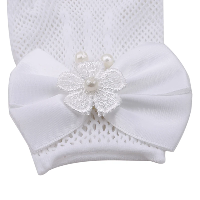 Белые кружевные ажурные перчатки с искусственным жемчугом для причастия с цветами для девочек от 4 до 15 лет, вечерние аксессуары для свадебных церемоний