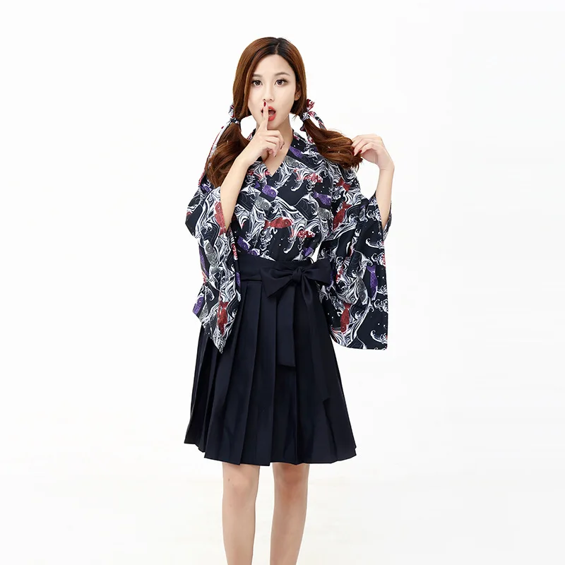 Retro Japanese Style Vintage Haori Kawaii Girls Women Carp Kimono Dress for Party Yukata Asian Clothes Skirts Vestidos Hot Sale