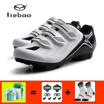 

TIEBAO White cycling shoes men mountain bike sneakers sapatilha ciclismo mtb self-locking breathable bicycle riding bike shoes
