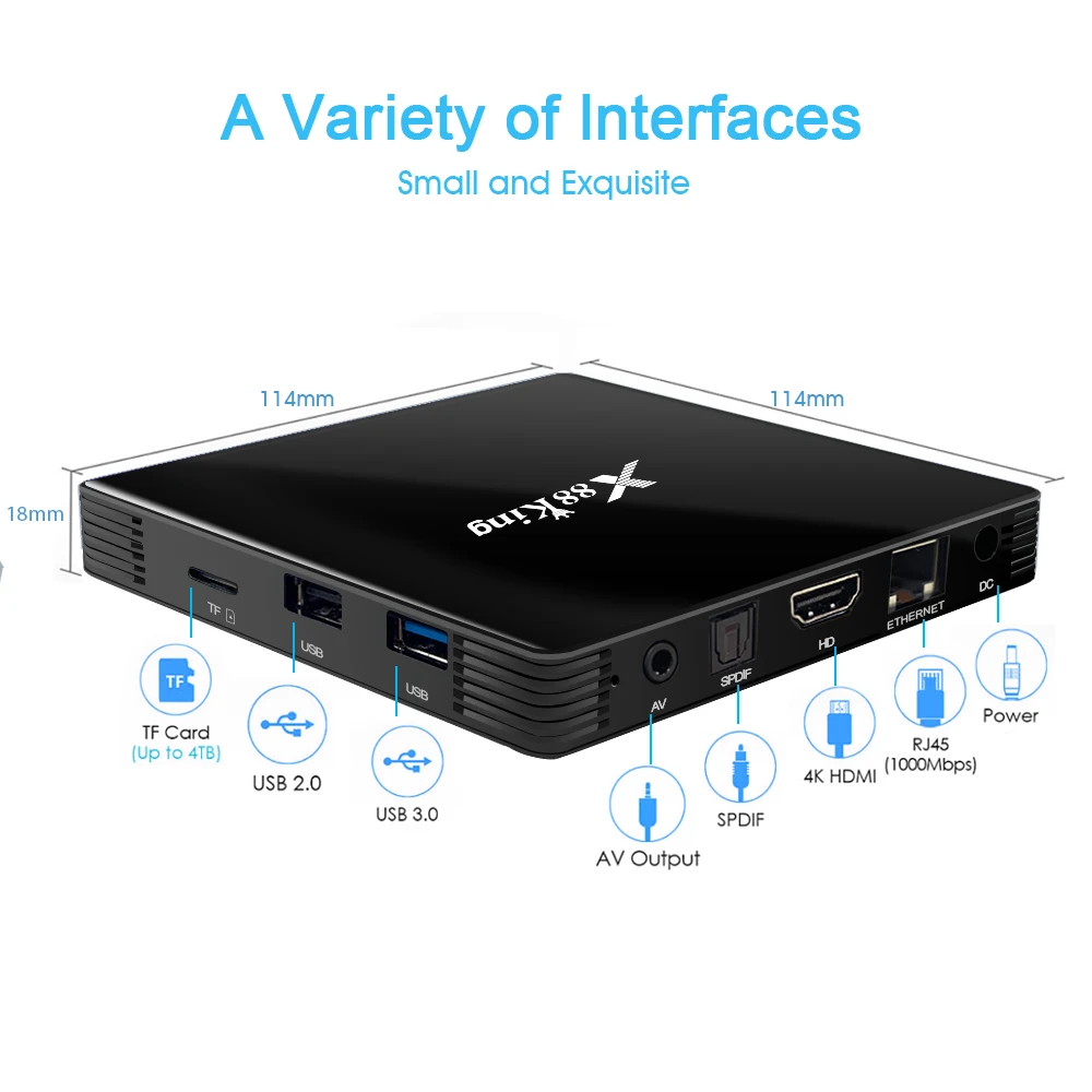 X88 King Android 9.0 Tv Box Amlogic S922X DDR4 4GB 128GB Set Top Box 2.4G 5G Dual Wifi Bluetooth5.0