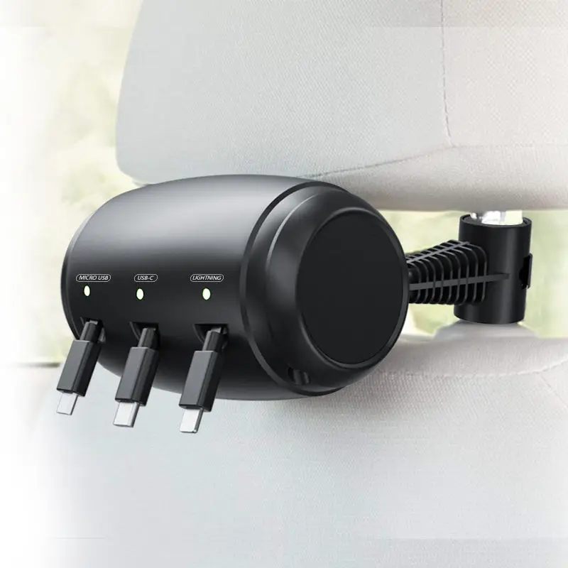 Car Retractable Cord 3 In 1 Power Charging Station For Backseat Passengers Car Charger For Universal Phones Micro Usb Type C Ip Car Chargers Aliexpress
