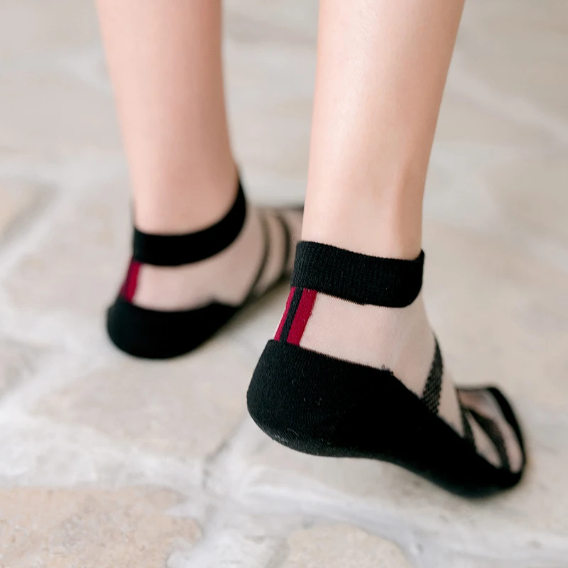 Ультратонкие шелковые чулки с кристаллами невидимые лодочки японские и