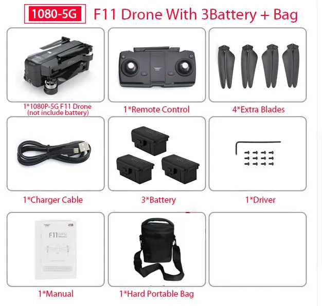 SJRC F11 Pro бесщеточный мотор gps 5G wifi FPV селфи Складная камера 1080P 2K Ultra HD RC Дрон Квадрокоптер игрушки RTF VS ZLRC SG906 - Цвет: 1080 Bag 3B