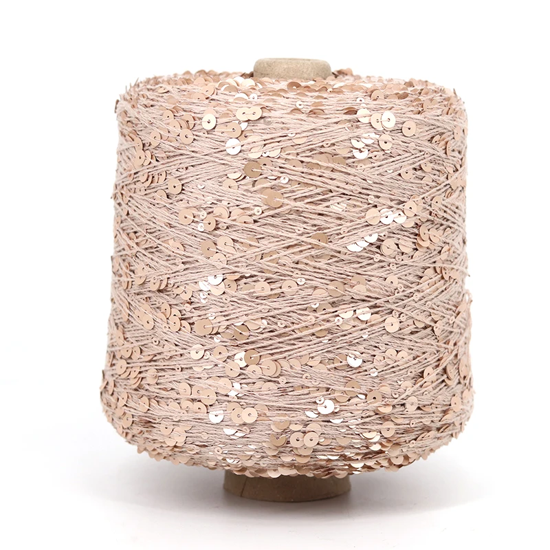 COOMAMUU Пряжа 50G/skeins Cotton Sequins Yarn 6mm+3mm Sequins Hand Knitting Yarn Thread Luxury Glitter Soft Rope DIY Material 4