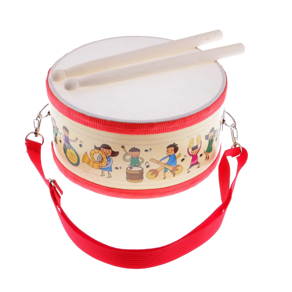 1 Set Hand Percussion Snare Drum with Wood Sticks for Kids Musical Toys Precussion Instrument