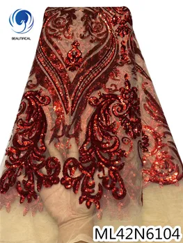 

BEAUTIFICAL sequin nigerian lace 2020 embroidery design net lace tulle lace 5 yards/lot sequins ML42N61