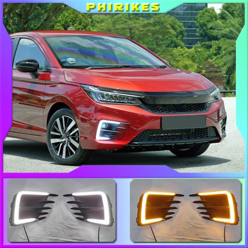 

LED Daytime Running Light For Honda City 2020 RS Turbo Yellow Turn Signal Relay Waterproof 12V DRL Fog Lamp Decoration