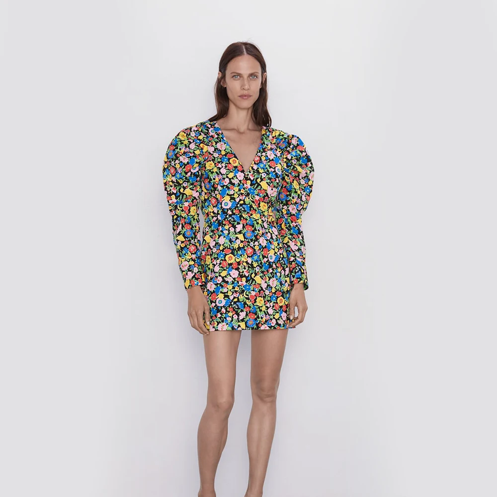 2019 ZA новый модная обувь в богемном стиле с цветочной печатью платье Для женщин