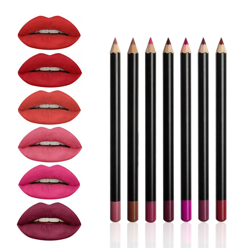 

Logo Customized Lip Pencils Matte Lipliner Waterproof Smooth Lipstick Pen Long Lasting Pigments 12 Colors Charming Lips Makeup