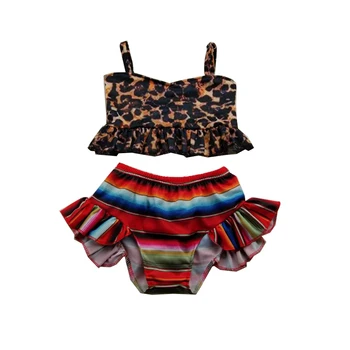 

sweet girls summer swimsuit leopard print boutique sets baby girls belt design outfit