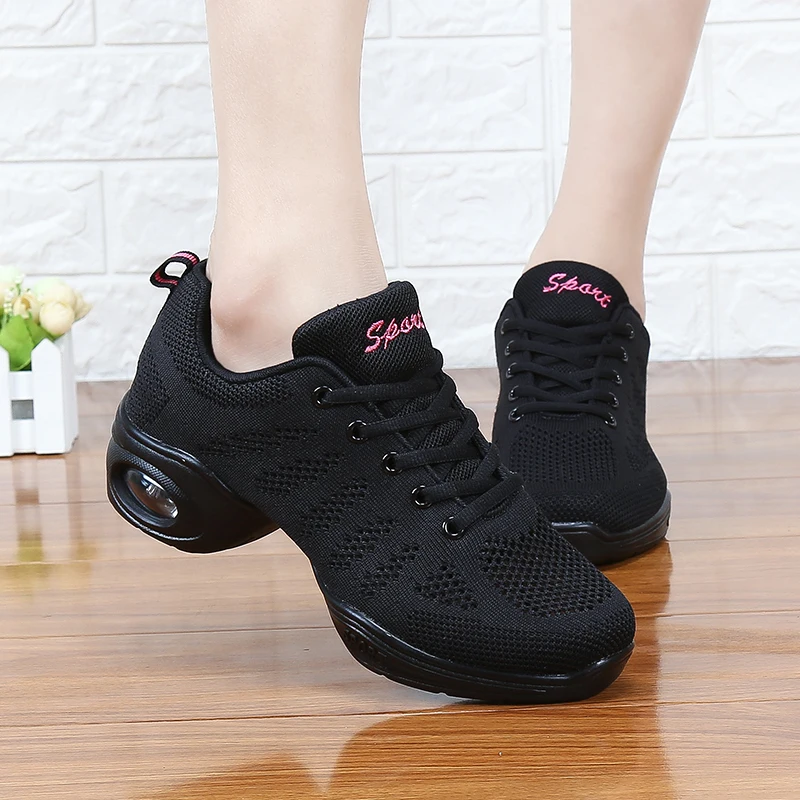 Square Dance Shoes Net Jazz Navy Female Adult Women Shoes Sports Soft Bottom Dance Shoes Woman Ventilation Sneakers