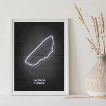 

Le Mans Circuit Neon Art F1 Circuit F1 Art F1 Track Circuit Print Man Cave Race Track Home Decor CANVAS No FRAME