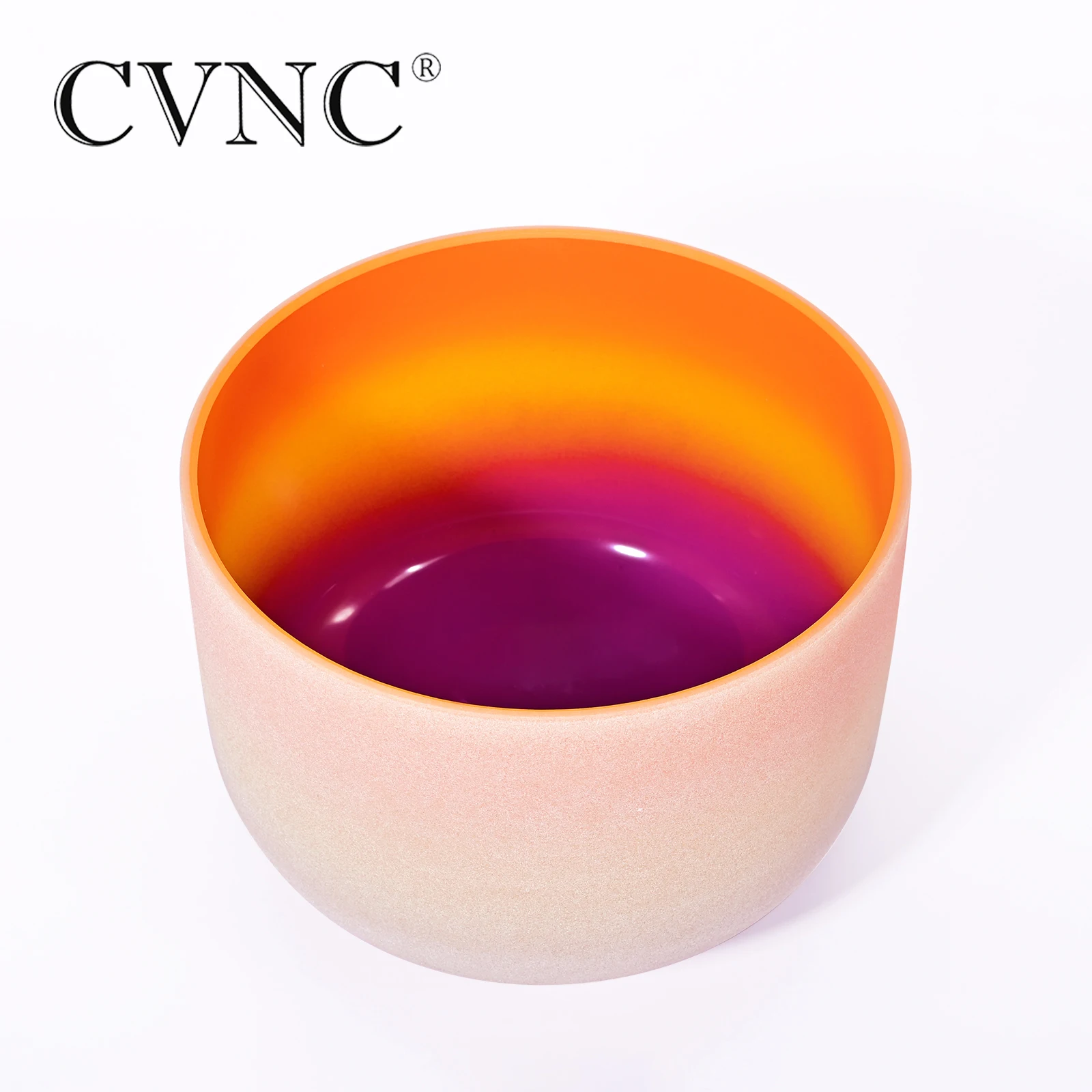 

CVNC 8/10/12" Note D Navel Chakra Frosted Quartz Crystal Singing Bowl with Inside Rainbow Color