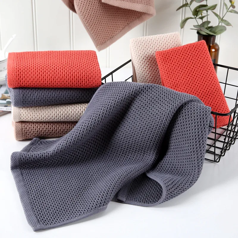 

1PC 100% Cotton Hand Towels for Adults Soft Plaid Hand Towel Face Care Mesh Bathroom Sport Waffle Towel 33x72cm Cleaning Face