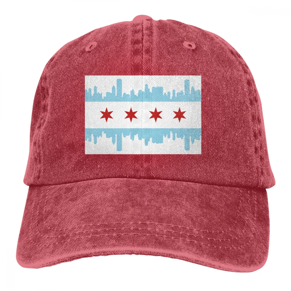 312 Chicago Flag городской силуэт Casquette черные унисекс Мужские Женские джинсовые бейсболка с ремешком кепки регулируемые Гольф папа шляпа