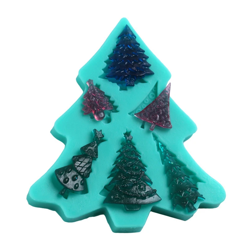 Christmas Tree Shaped 3D Fondant Cake Silicone Mold Chocolate Pastry Candy Cookies Polymer Clay Molds Cake Decoration Tools