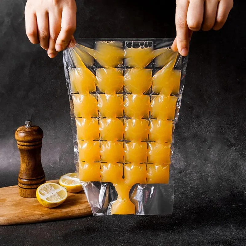 Molde de cubitos de hielo desechable, bolsas de cubitos de hielo autosellantes transparentes, congelación más rápida, bolsa de molde para hacer hielo, utensilios de cocina, 10 unids/paquete - Imagen 3