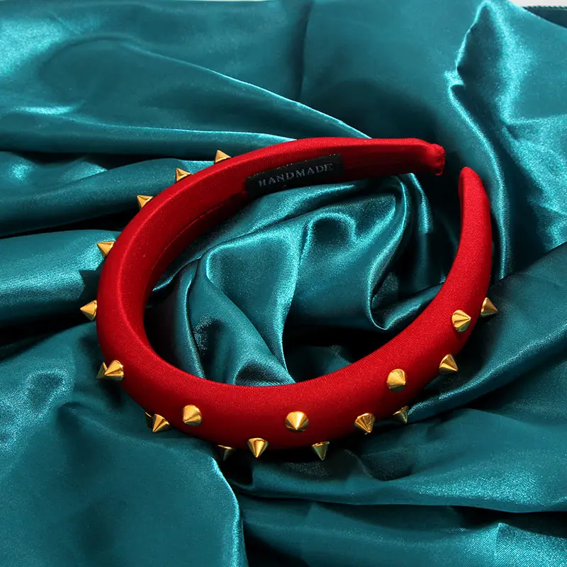 

Flatfoosie Fashion Thick Sponge Wide Headband For Women Rivet Hairband Hair Hoop Bezel Hair Accessories Padded Headwear Gifts