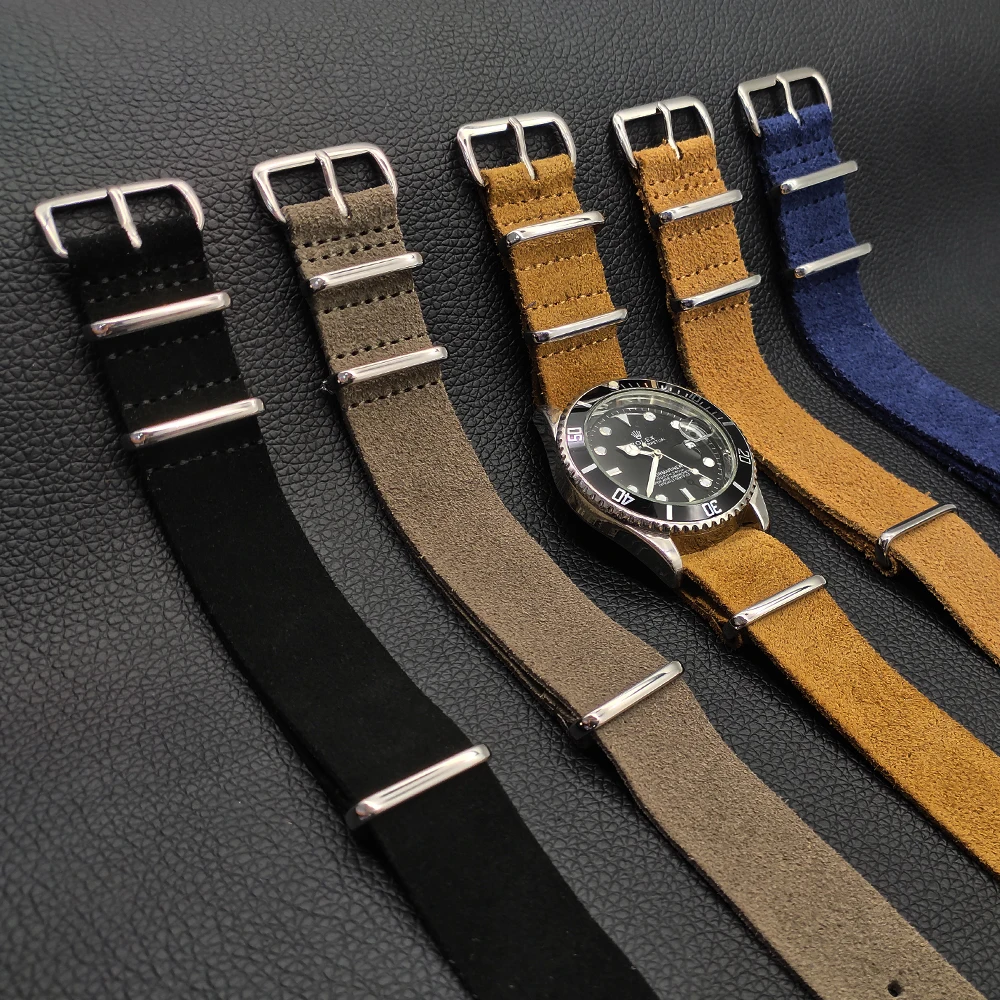 Cinturino Nato in pelle scamosciata morbida di alta qualità cinturino Nato  20mm 22mm cinturino in vera pelle accessori per orologi da polso grigio blu  nero|Watchbands| - AliExpress