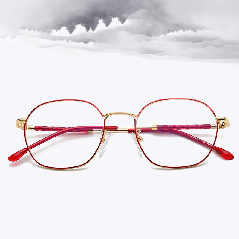 

Retro Polygon Glasses Frame Women Alloy Square Red Pink Gold Eyeglasses Optical Prescription Eyewear Frames Spectacles Oculos