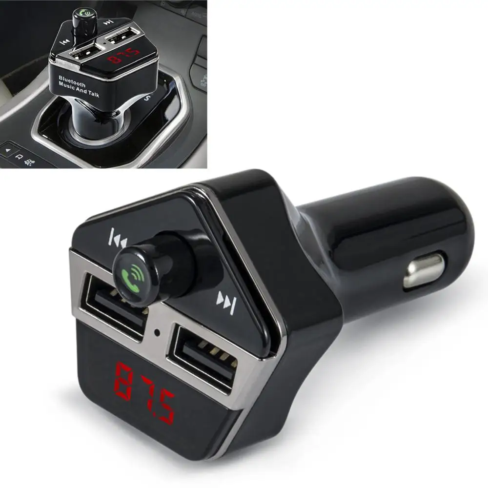 T10 Car Wireless MP3 FM Transmitter Handsfree Bluetooth Player - Free