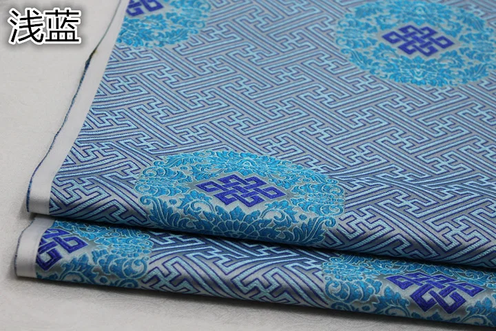 Light blue Китайский стиль Тан костюм монгольский Тибетский халат шелковый атлас Dmask материал для обивки подушки ткань для поделок из жаккардовой парчи - Цвет: Light blue