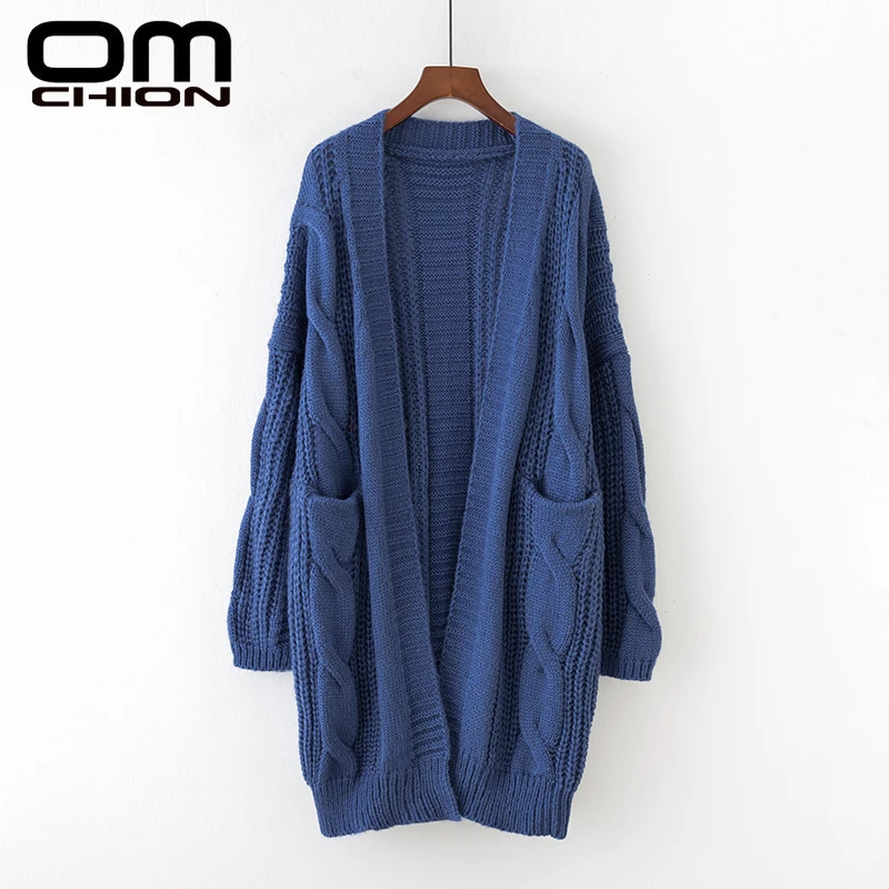 OMCHION Casaco Feminino зимние корейские свободные длинные повседневные кардиганы для женщин толстый негабаритный свитер с петельками пальто теплая куртка LP205