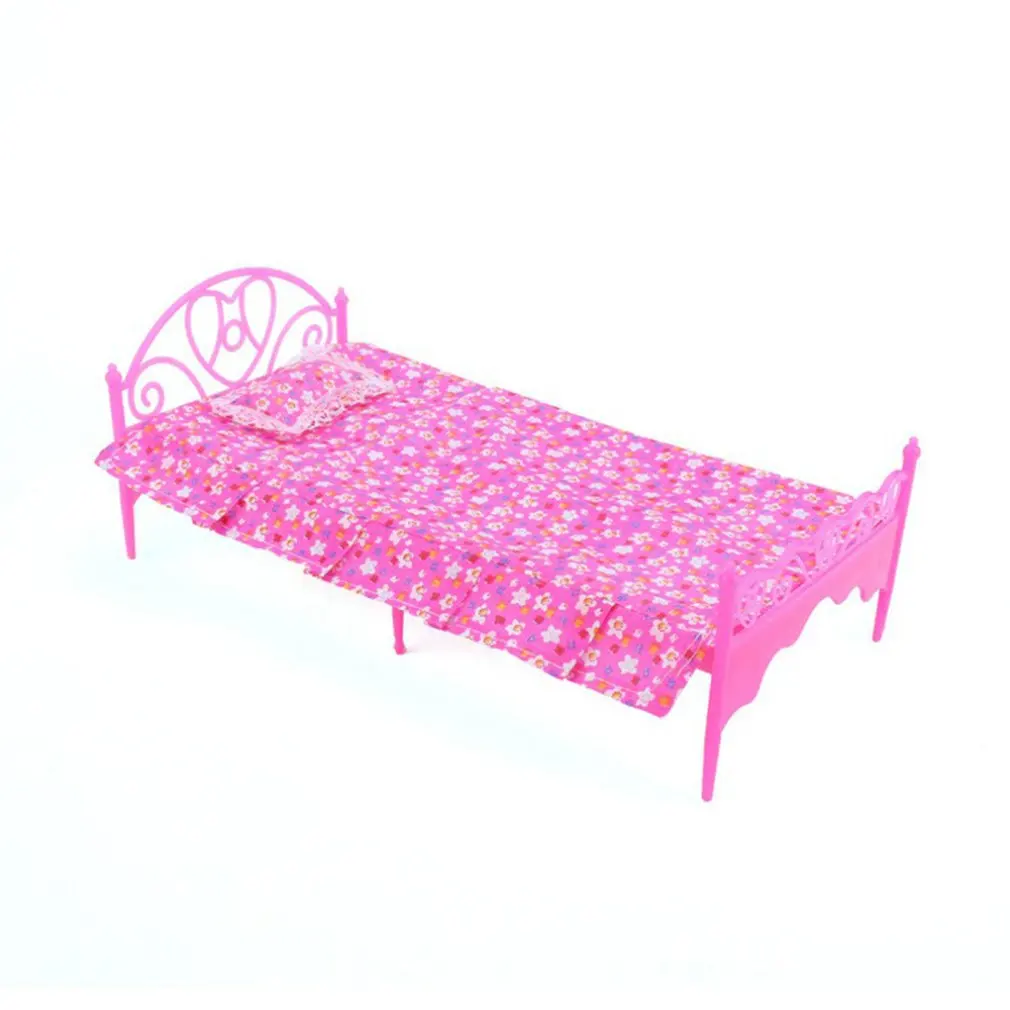 

Mini Furniture Pink Princess Bed + Pillow + Mattress For Decor Toy Dolls Accessories Play House Party Xmas Gift Christmas Gifts