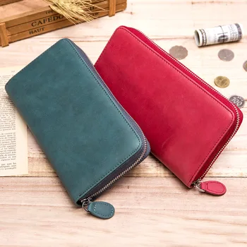 

Xiao.p New Fashion Men Wallets Two-layer Cowhide Zipper Wallet Men's Multifunction Long Design Purse Two Fold More Color Clutch
