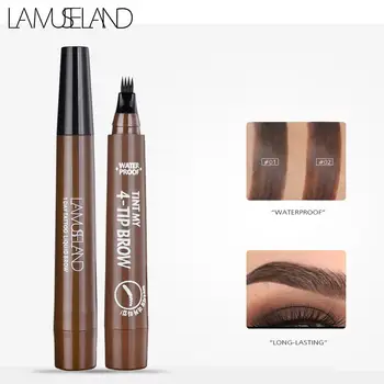 

LAMUSELAND liquid eyebrow pencil 4 fork tips waterproof long lasting coffee brown microblading eyebrow tattoo pen LA019