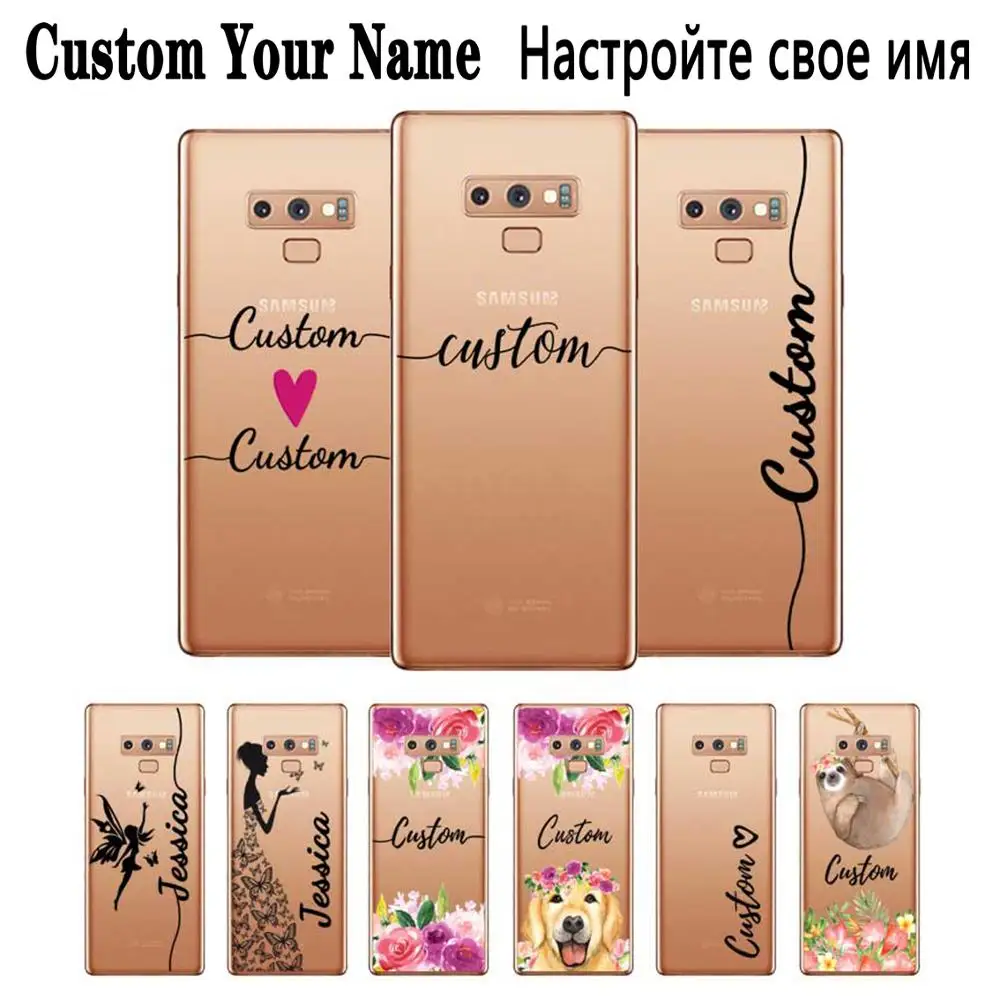 The Hottest Custom Name DIY Transparent Soft Silicone Case Cover For Samsung Galaxy Note 3 4 5 8 9 10 M10 M20 M30 Grand Prime |