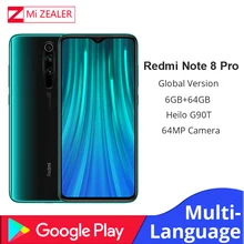 Новая глобальная версия Xiaomi Redmi Note 8 Pro, 6 ГБ ОЗУ, 64 Гб ПЗУ, 4500 мАч, смартфон, 64 мп камера, мобильный телефон MTK Helio G90T