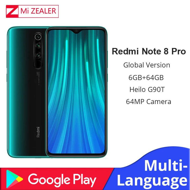 Новый Xiaomi Redmi Оригинал Note 8 Pro 6 ГБ ОЗУ 128 Гб ПЗУ 4500 мАч смартфон 64MP камера MTK Helio G90T мобильный телефон