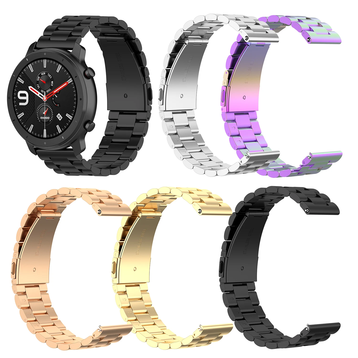 Металлический ремешок из нержавеющей стали для Xiaomi Huami Amazfit GTR 42 47 мм браслет на