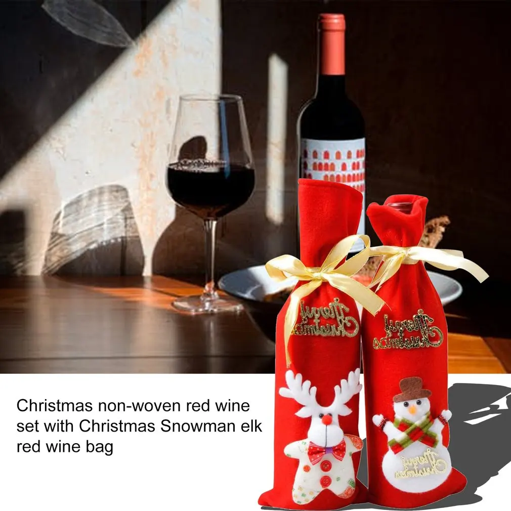 Wine Bottle Set Christmas Decoration Red Wine Bag Red Wine Bottle Set Home Table Decoration Christmas Party Supplies